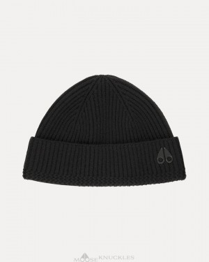 Baseball caps Moose Knuckles Trimble Skull Cap Homme Noir | WNMVD-6287