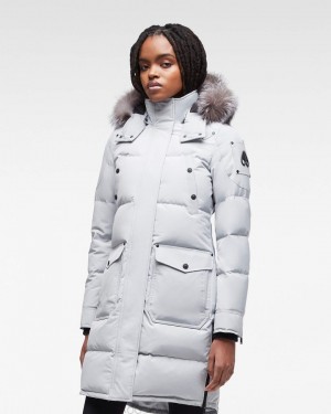 Parkas Moose Knuckles Onyx Causapscal Parka Femme Gray Birch / Frost Fox Fur | XKIYD-5810