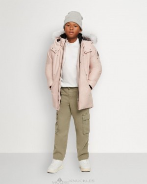 Parkas Moose Knuckles Original Parka Shearling Enfant Rose | DEHYV-1859