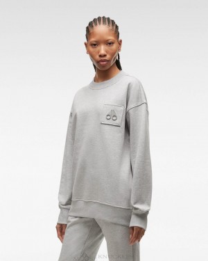 Sweats Moose Knuckles Brooklyn Crew Neck Femme Grise | VJYKL-8456