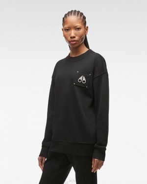 Sweats Moose Knuckles Brooklyn Crew Neck Femme Noir | DBIYC-0973