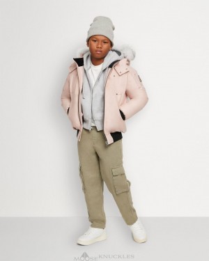 Veste Bombers Moose Knuckles Bomber Shearling Enfant Rose | FVHDN-6931