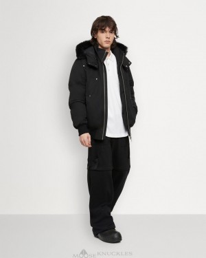 Veste Bombers Moose Knuckles Original Ballistic Bomber Shearling Homme Noir Noir | FCZMI-5168