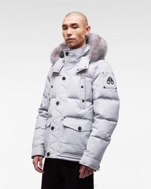 Vestes Moose Knuckles Onyx Round Island Jacket Homme Gray Birch / Frost Fox Fur | TOPJS-8963