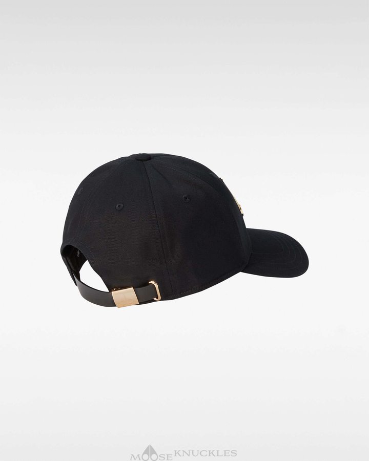 Baseball caps Moose Knuckles Gold Logo Icon Cap Homme Noir Doré | PIGWU-9720