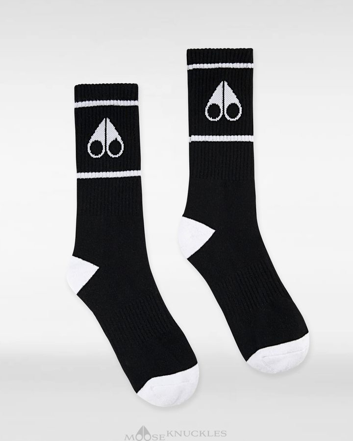 Chaussette Moose Knuckles Logo Icon Socks Homme Noir Blanche | OVPRT-9234