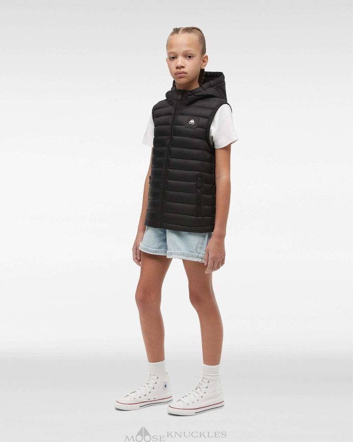 Gilet Moose Knuckles Air Down Vest Enfant Noir | GEIOK-7926