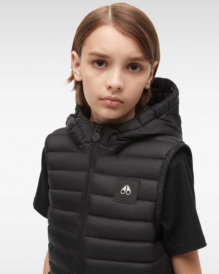 Gilet Moose Knuckles Air Down Vest Enfant Noir | GEIOK-7926