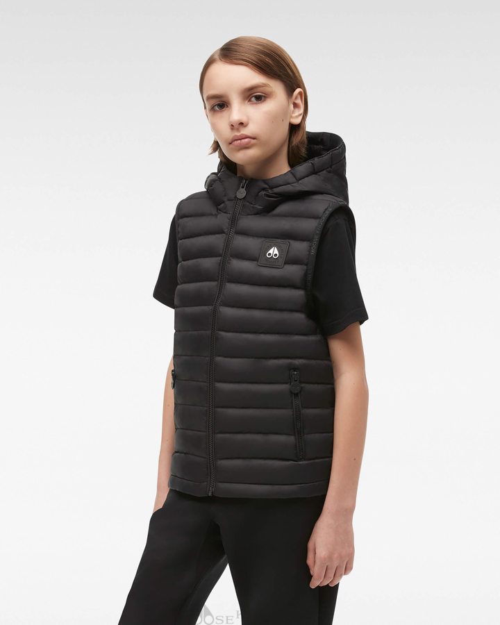 Gilet Moose Knuckles Air Down Vest Enfant Noir | GEIOK-7926