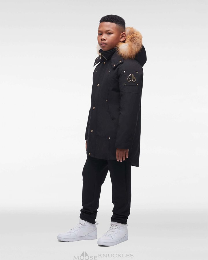 Parkas Moose Knuckles Gold Parka Enfant Noir Doré | TZPYC-7651