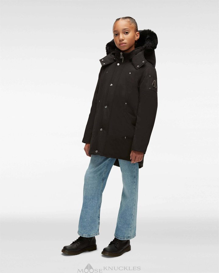 Parkas Moose Knuckles Neoshear Parka Enfant Noir Noir | MYFJP-3276