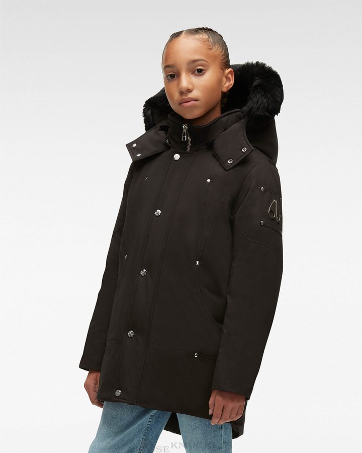 Parkas Moose Knuckles Neoshear Parka Enfant Noir Noir | MYFJP-3276