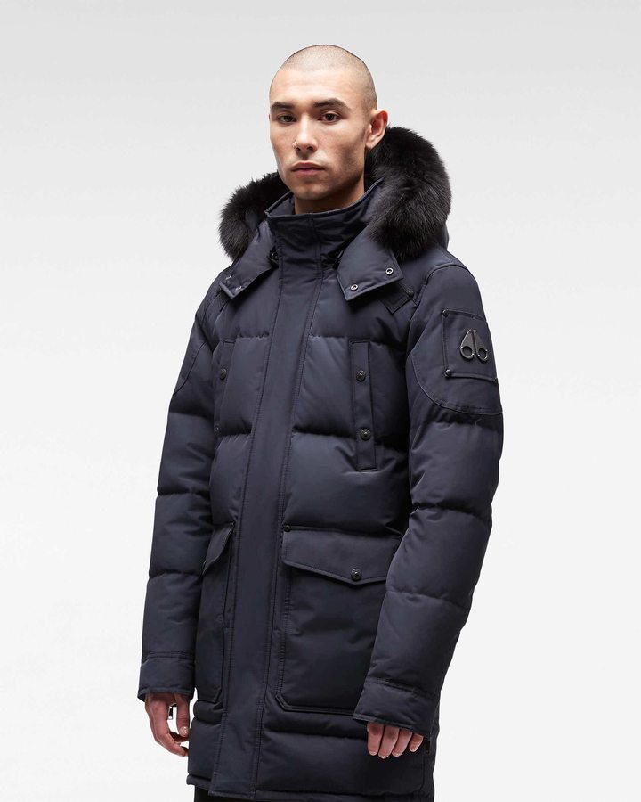 Parkas Moose Knuckles Onyx Big Ridge Parka Homme Bleu Marine Noir | WMIAO-3204