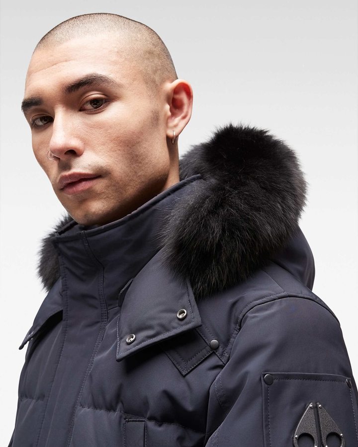 Parkas Moose Knuckles Onyx Big Ridge Parka Homme Bleu Marine Noir | WMIAO-3204