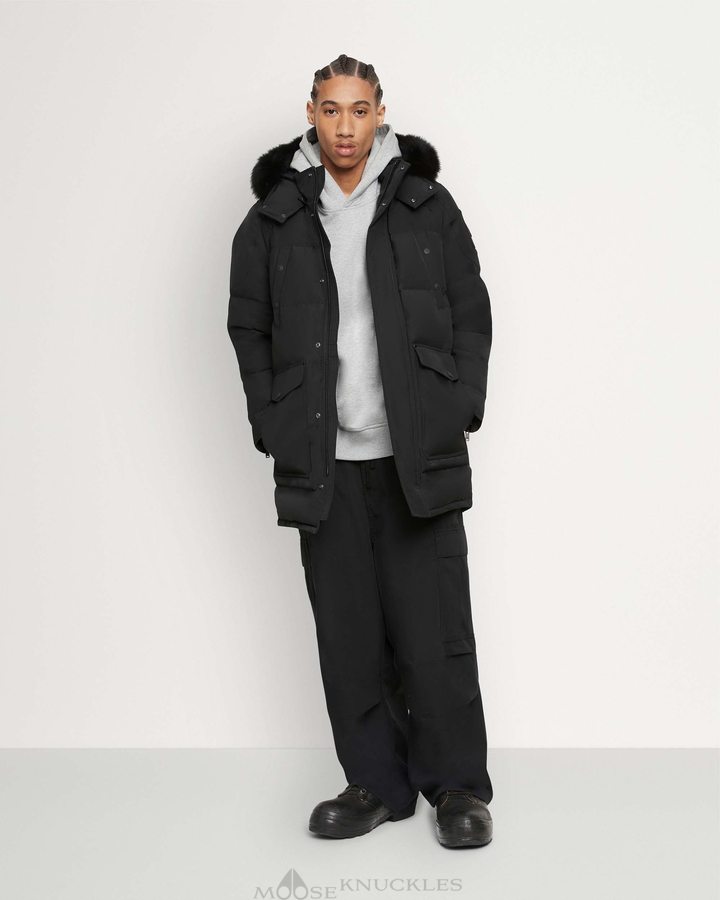 Parkas Moose Knuckles Onyx Big Ridge Parka Shearling Homme Noir | BDYWC-1254