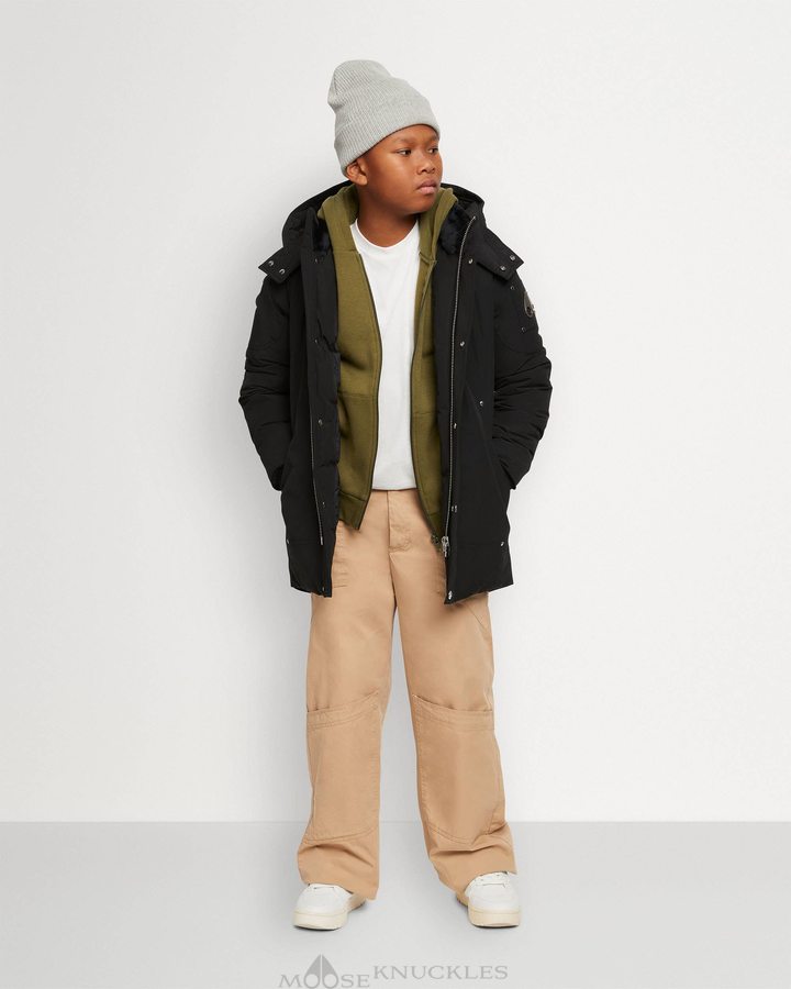 Parkas Moose Knuckles Original Parka Enfant Noir | QVWNH-8246