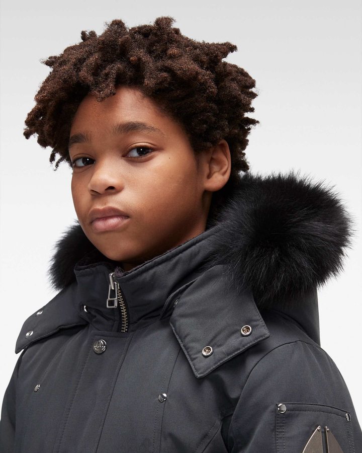 Parkas Moose Knuckles Original Parka Fur Enfant Noir | KNOAX-4697