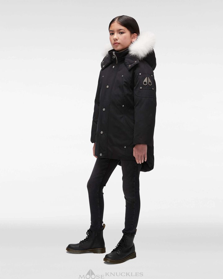 Parkas Moose Knuckles Original Parka Fur Enfant Noir | IUQWY-7964