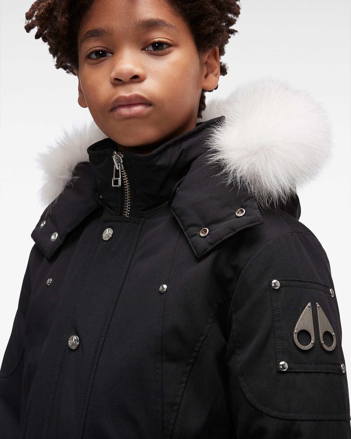 Parkas Moose Knuckles Original Parka Fur Enfant Noir | IUQWY-7964