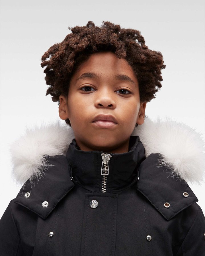 Parkas Moose Knuckles Original Parka Fur Enfant Noir | IUQWY-7964