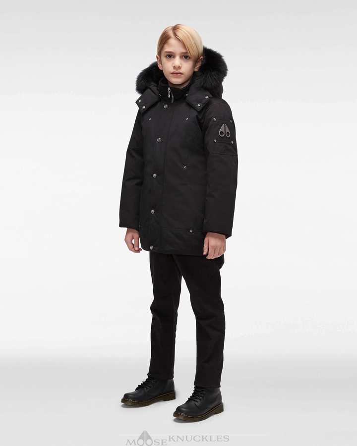 Parkas Moose Knuckles Original Parka Fur Enfant Noir Noir | LPAVX-0259