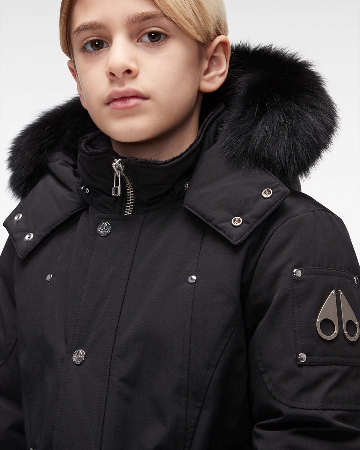 Parkas Moose Knuckles Original Parka Fur Enfant Noir Noir | LPAVX-0259