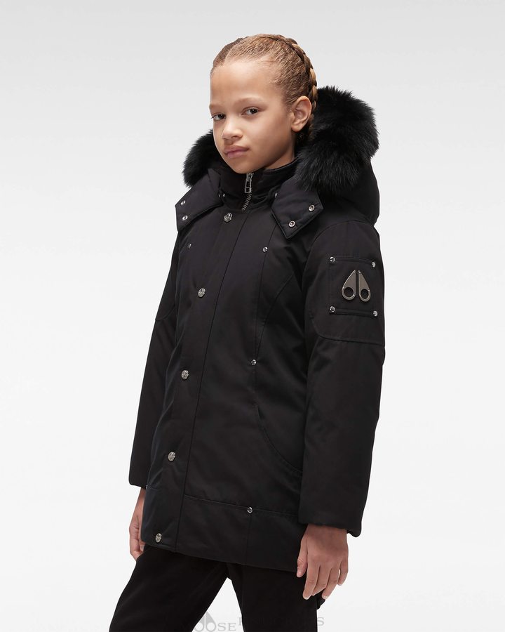 Parkas Moose Knuckles Original Parka Fur Enfant Noir Noir | LPAVX-0259