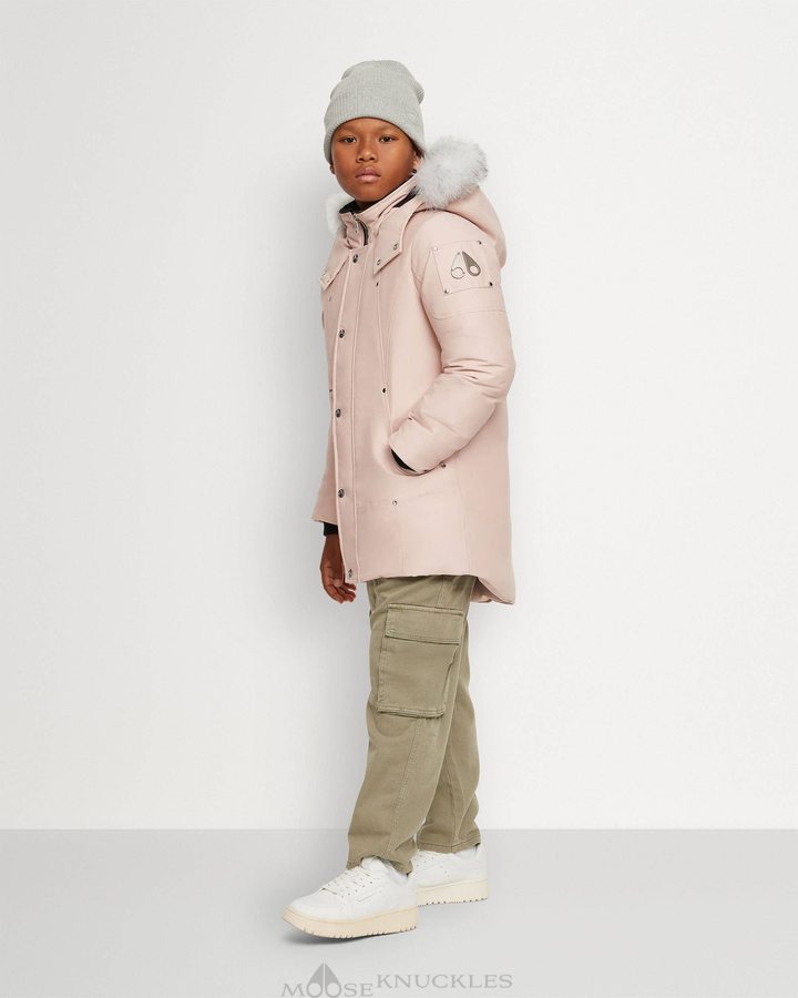 Parkas Moose Knuckles Original Parka Shearling Enfant Rose | DEHYV-1859