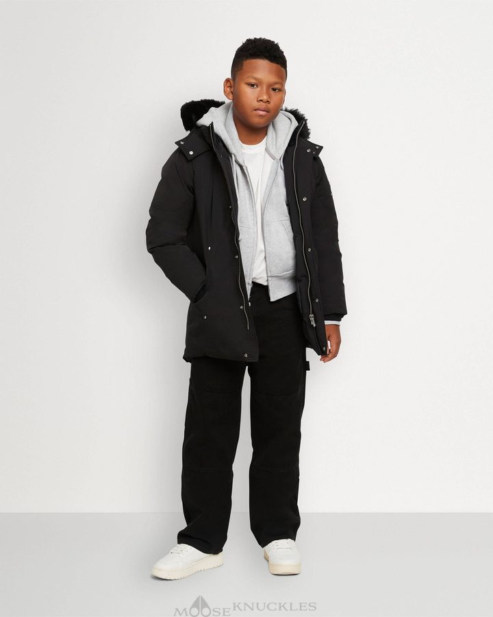 Parkas Moose Knuckles Original Parka Shearling Enfant Noir Noir | QLHWX-0576