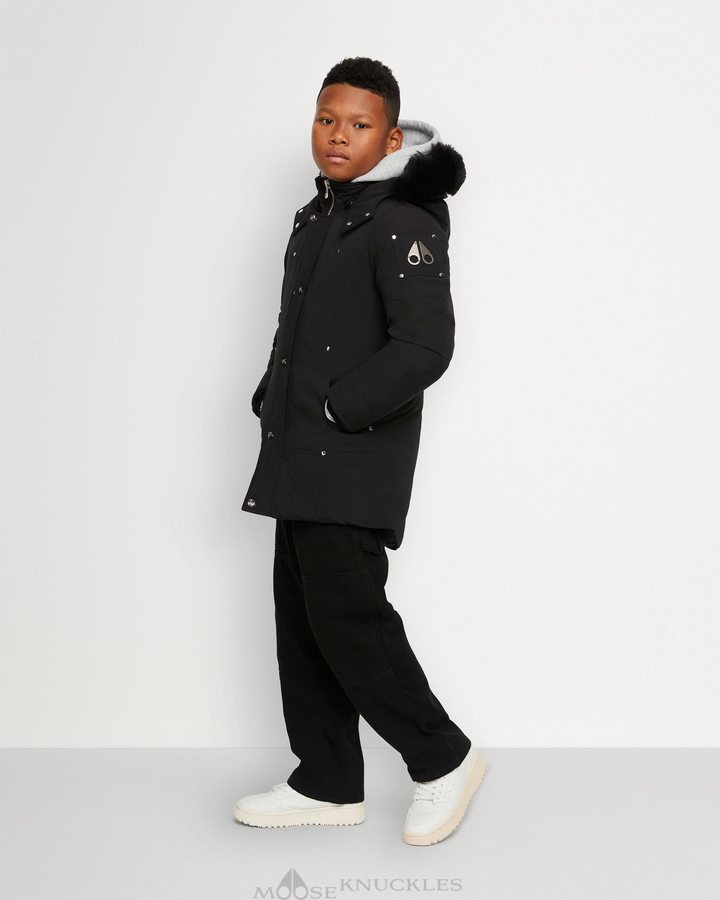 Parkas Moose Knuckles Original Parka Shearling Enfant Noir Noir | QLHWX-0576