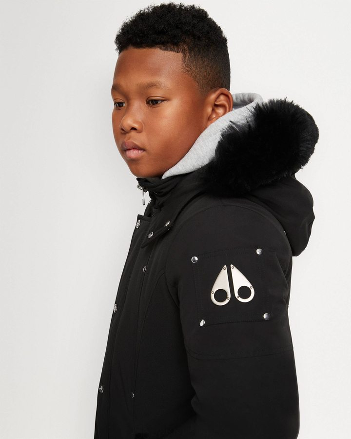 Parkas Moose Knuckles Original Parka Shearling Enfant Noir Noir | QLHWX-0576