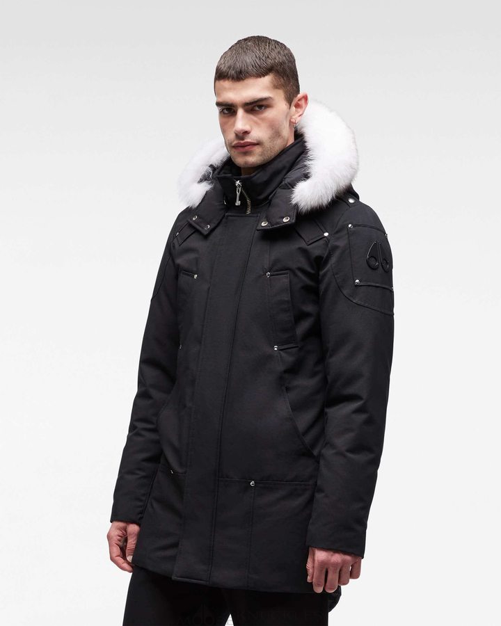 Parkas Moose Knuckles Original Stirling Parka Fur Homme Noir | ANSFK-8136