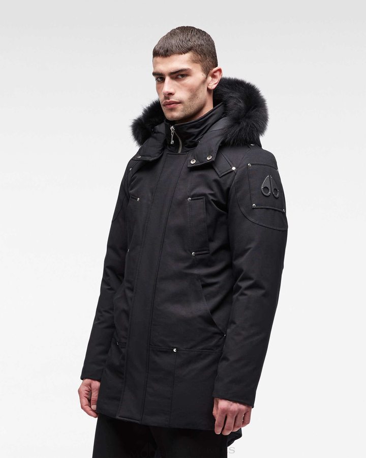 Parkas Moose Knuckles Original Stirling Parka Fur Homme Noir Noir | RYDLS-6527