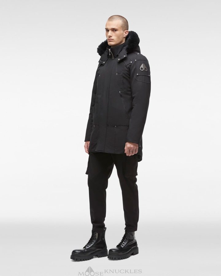 Parkas Moose Knuckles Original Stirling Parka Shearling Homme Noir | PBEDM-5128