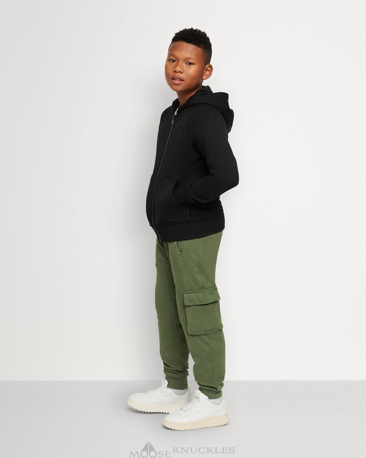 Sweat a Capuche Moose Knuckles Kennedy Zip Hoodie Enfant Noir | FECGN-5904