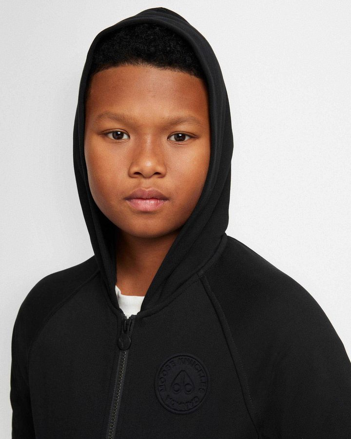 Sweat a Capuche Moose Knuckles Kennedy Zip Hoodie Enfant Noir | FECGN-5904