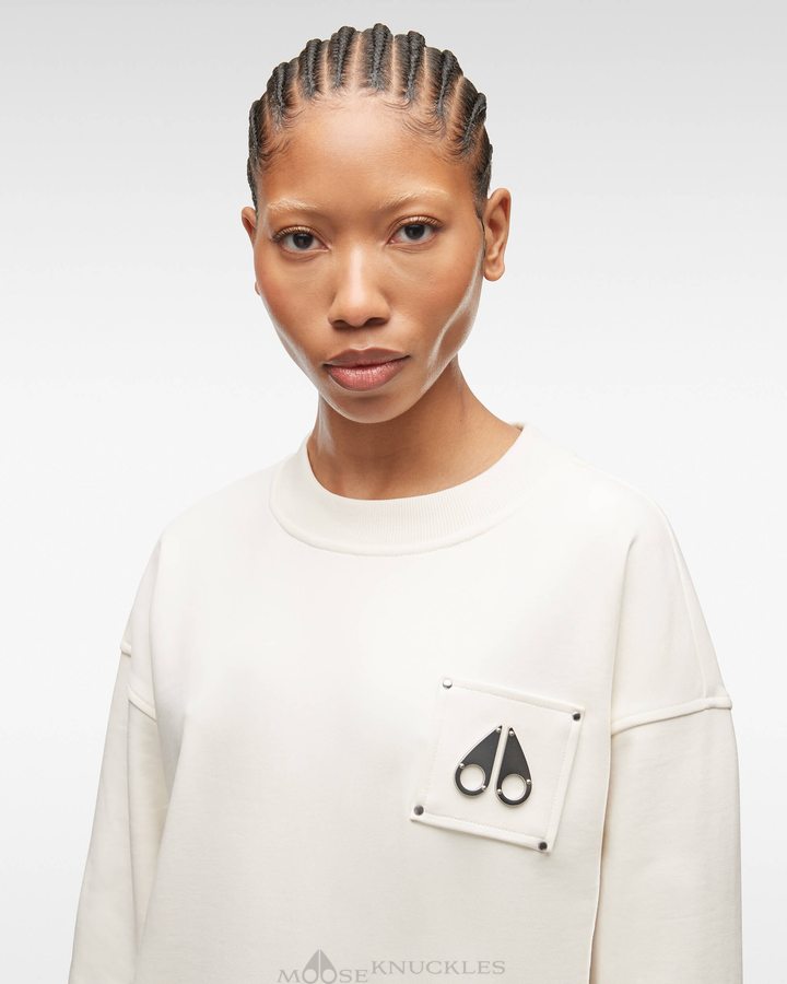 Sweats Moose Knuckles Brooklyn Crew Neck Femme Plaster | AEBCZ-8362