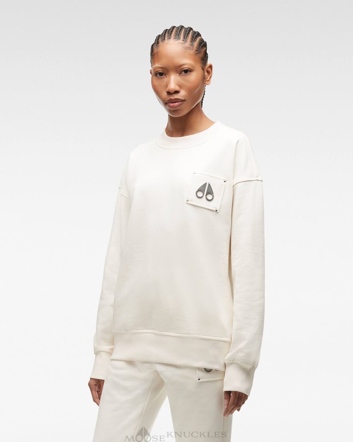 Sweats Moose Knuckles Brooklyn Crew Neck Femme Plaster | AEBCZ-8362