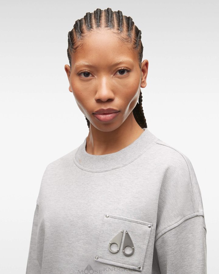 Sweats Moose Knuckles Brooklyn Crew Neck Femme Grise | VJYKL-8456