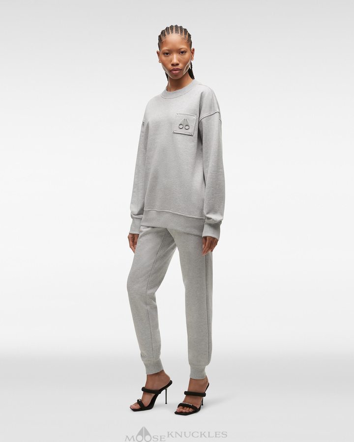 Sweats Moose Knuckles Brooklyn Crew Neck Femme Grise | VJYKL-8456