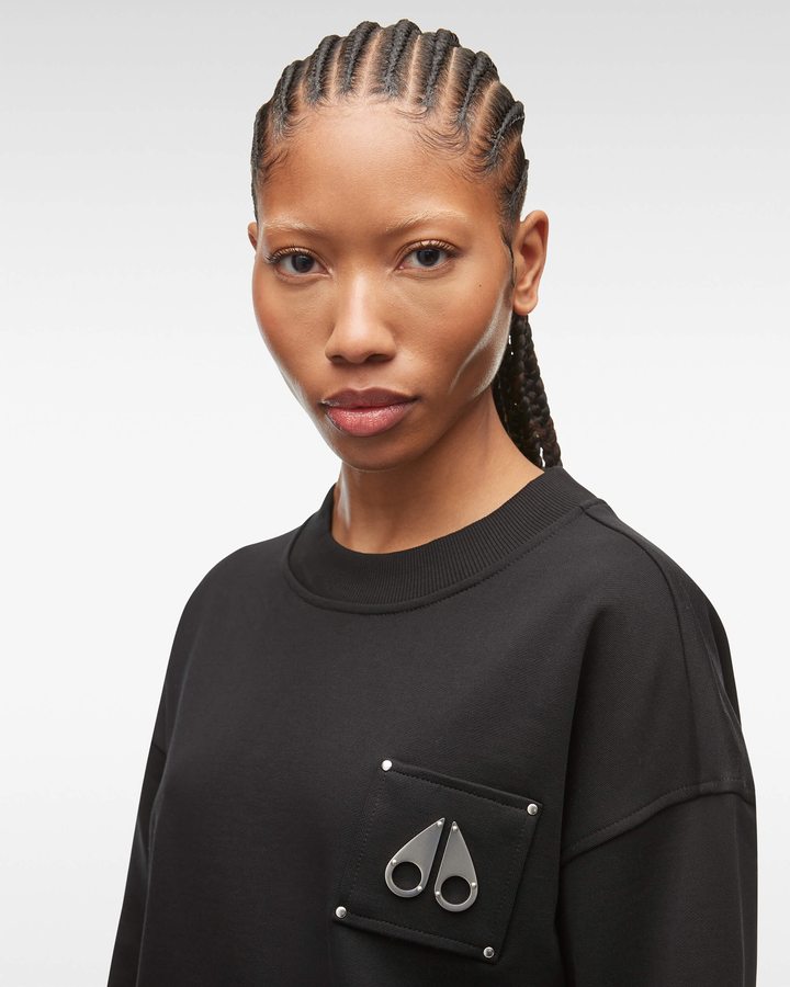 Sweats Moose Knuckles Brooklyn Crew Neck Femme Noir | DBIYC-0973