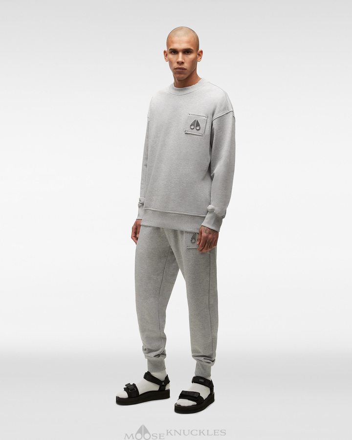 Sweats Moose Knuckles Brooklyn Crew Neck Homme Grise | UNZHT-0951