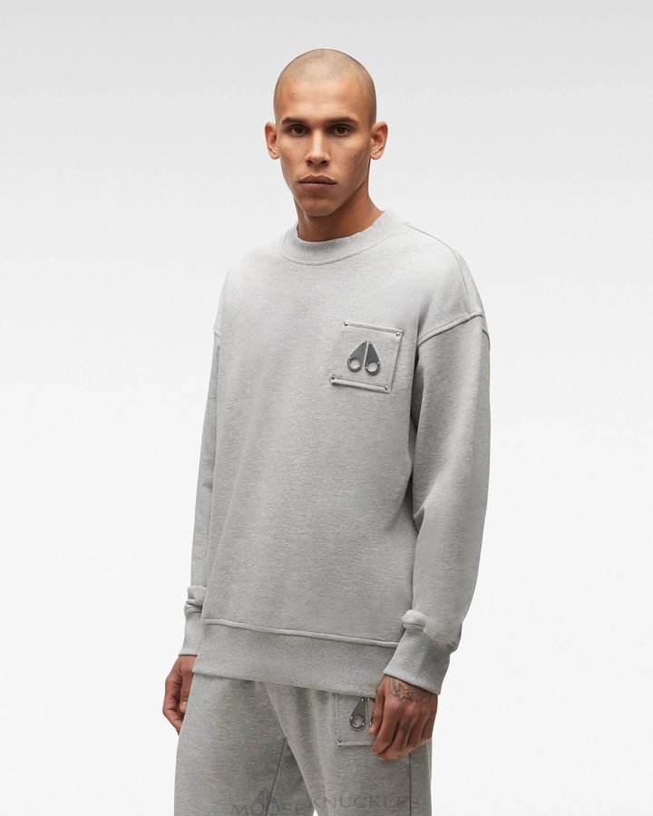 Sweats Moose Knuckles Brooklyn Crew Neck Homme Grise | UNZHT-0951