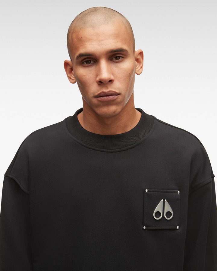 Sweats Moose Knuckles Brooklyn Crew Neck Homme Noir | WSRVD-7459