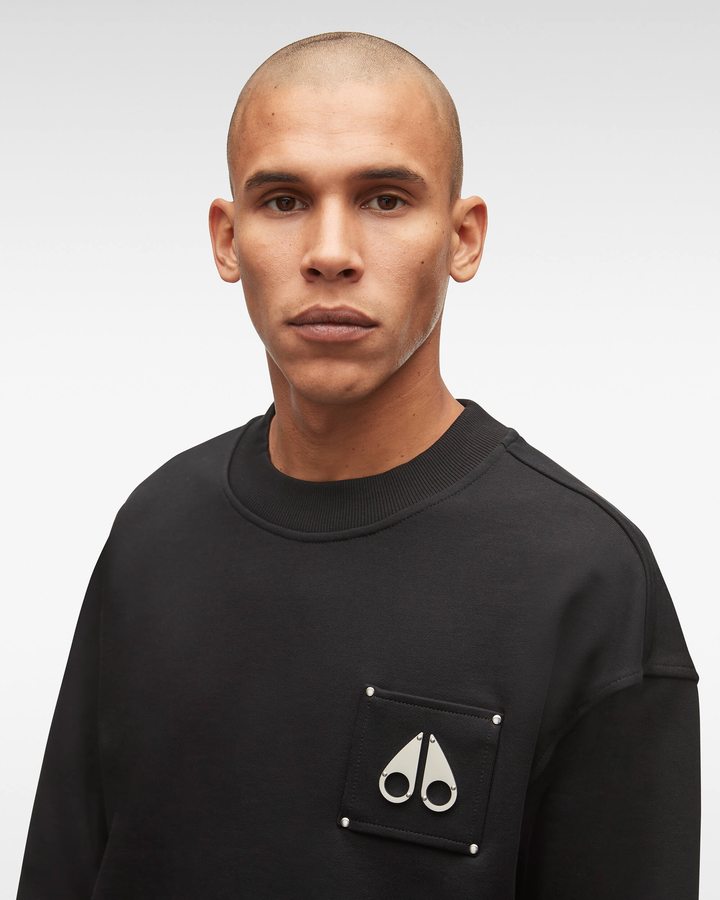 Sweats Moose Knuckles Brooklyn Crew Neck Homme Noir | WSRVD-7459