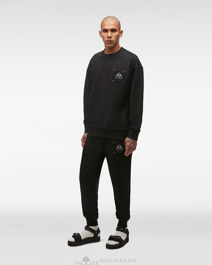 Sweats Moose Knuckles Brooklyn Crew Neck Homme Noir | WSRVD-7459