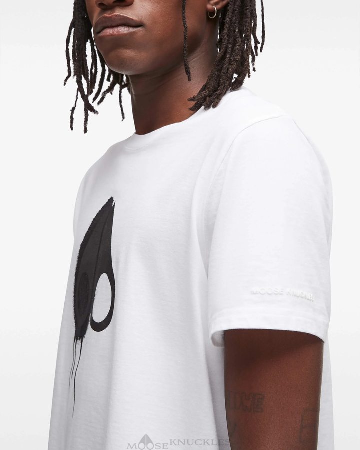 Tees Moose Knuckles Augustine Tee Homme Blanche | DOMJR-9360