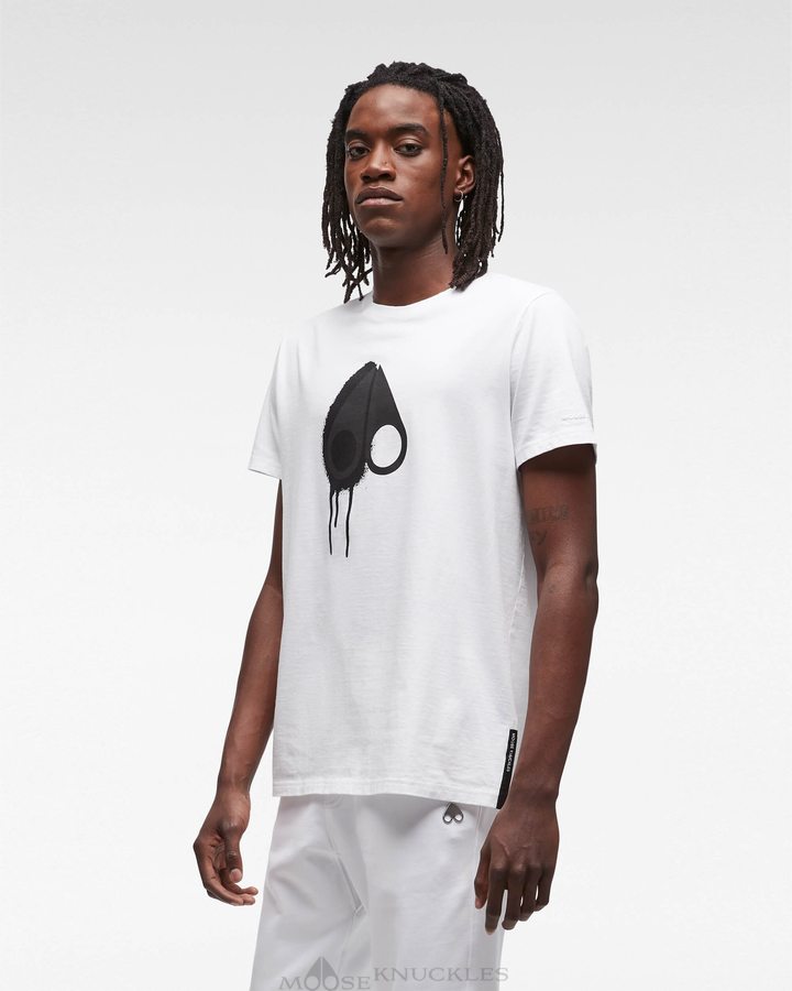 Tees Moose Knuckles Augustine Tee Homme Blanche | DOMJR-9360