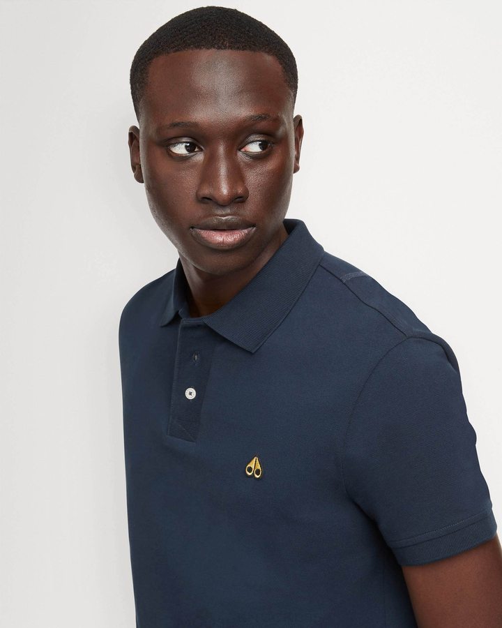 Tees Moose Knuckles Pique Gold Polo Homme Bleu Marine | BWZJK-8493