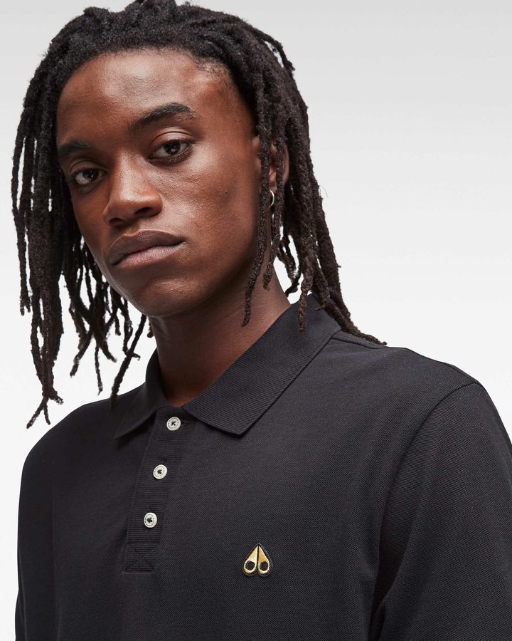 Tees Moose Knuckles Pique Gold Polo Homme Noir | IZJVM-0576